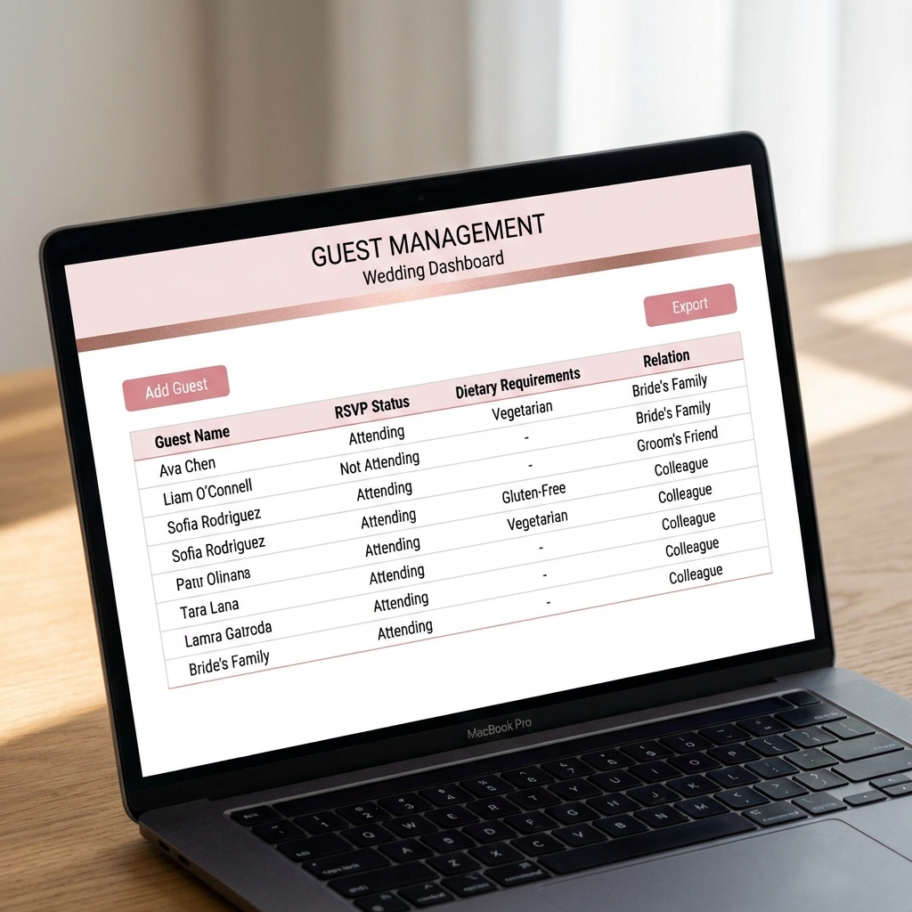 賓客管理與婚禮入場券 示意圖
